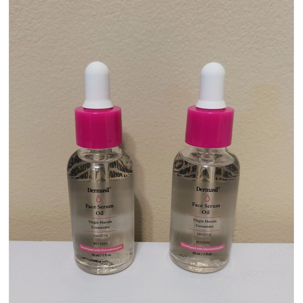 2 Pack Dermasil Face Serum Oil Virgin Marula & Ceramides 1 fl oz Each